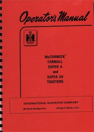 McCormick Farmall Super A and Super AV Operator's Manual