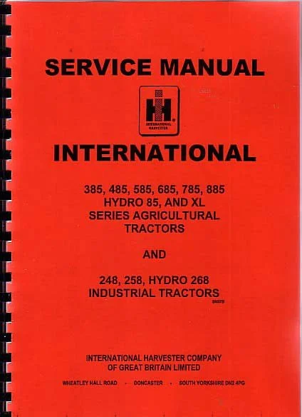 International 385-885, Hydro 85, XL Series Manual