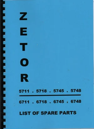 Zetor 5711,5718/5745/5748/6711/6718/6745/6748 Parts Book