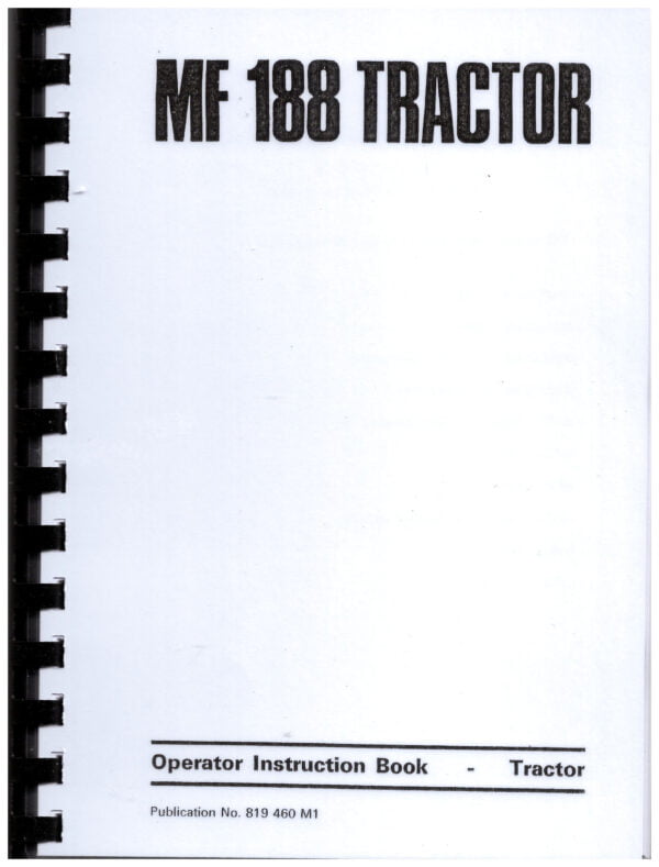 MF 188 Operator Instruction Book