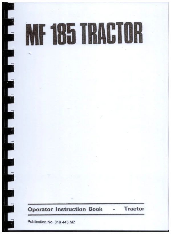 MF 185 Operator Instruction Book