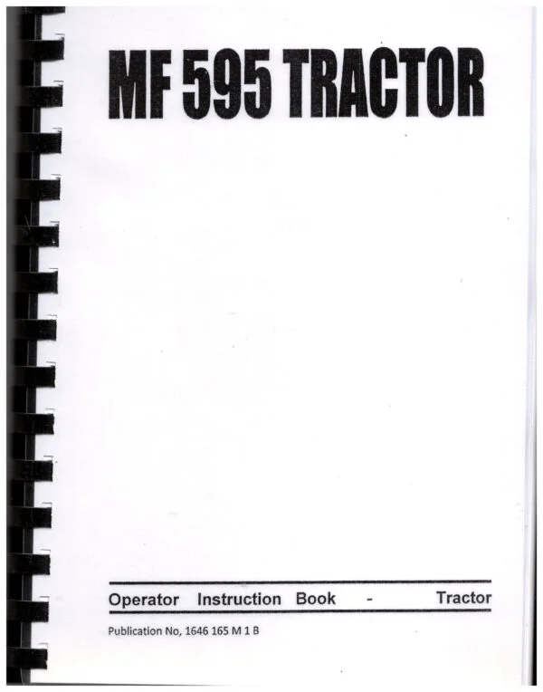Massey Ferguson 595 Tractor Operator's Instruction Book