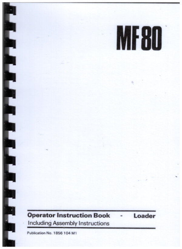 Massey Ferguson 70 Backhoe Loader Operator's Manual